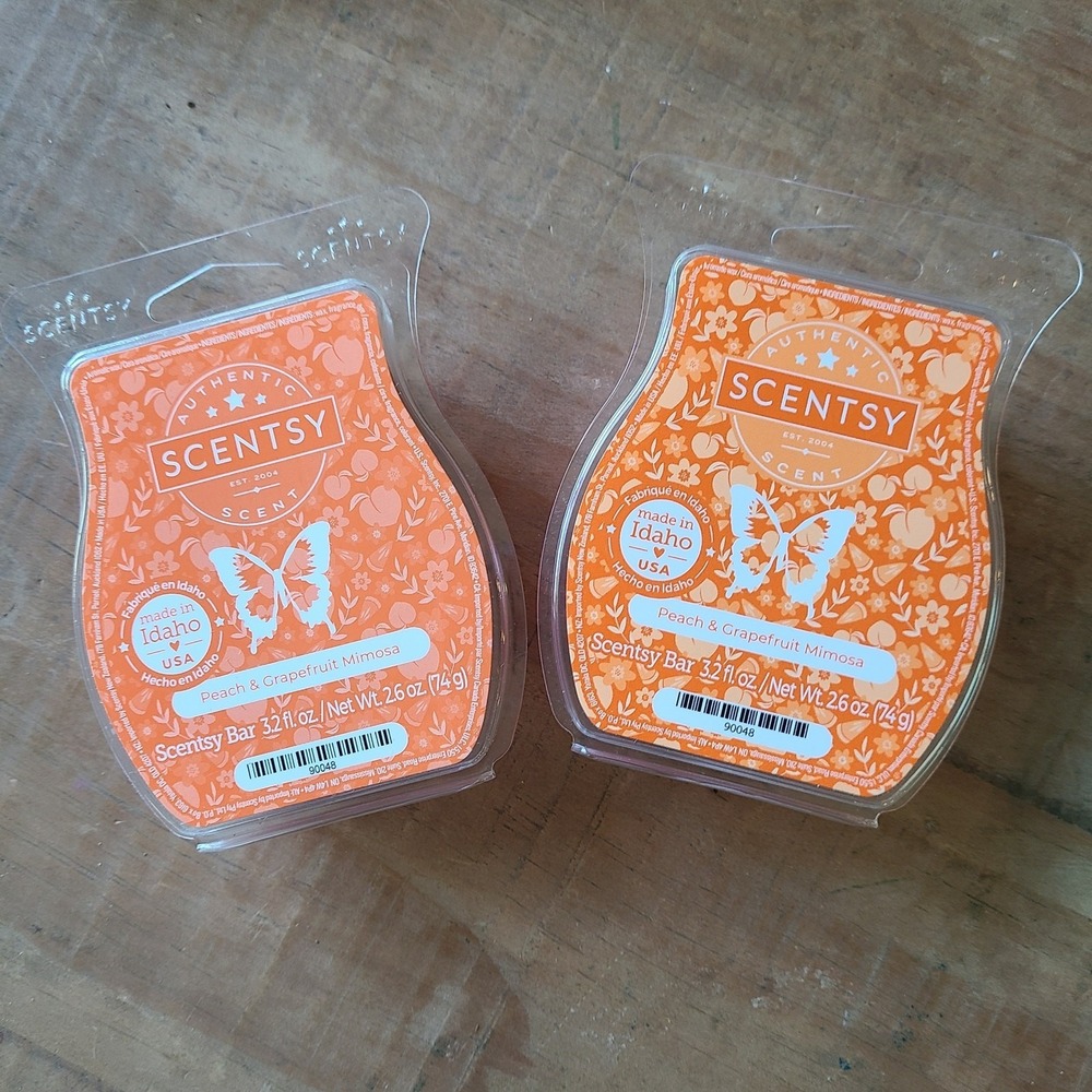 Scentsy Lot‎ of 2 Wax Bars-PEACH AND GRAPEFRUIT MIMOSA- NEW in Package